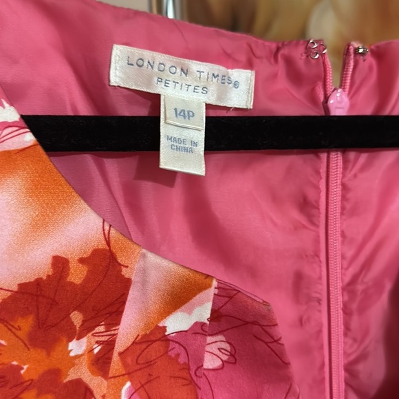 London times pink floral midi dress petite size 14 - Picture 5 of 10